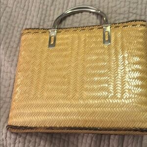 Elegant Gold Woven Handbag